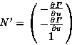 \begin{displaymath}N' = \pmatrix{
-\frac{\partial F}{\partial u} \cr
-\frac{\partial F}{\partial v} \cr
1 \cr
}\end{displaymath}